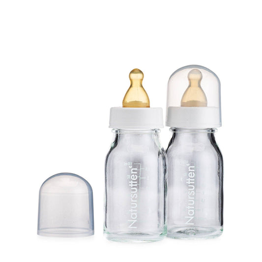 Set of Two Natursutten Glass Baby Bottles (S,L): 3.7oz
