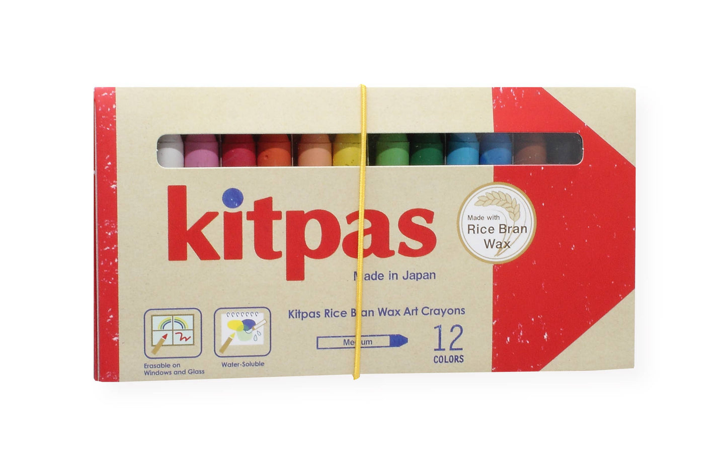 Kitpas Rice Bran Wax Art Crayons 12 Colors