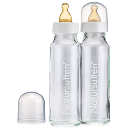 Set of Two Natursutten Glass Baby Bottles (S,L): 3.7oz