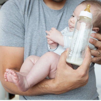 Set of Two Natursutten Glass Baby Bottles (S,L): 3.7oz