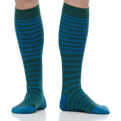 15-20mmHg Nylon Compression Socks Falling Stripe Teal&Green: Teal & Green / Small/Medium
