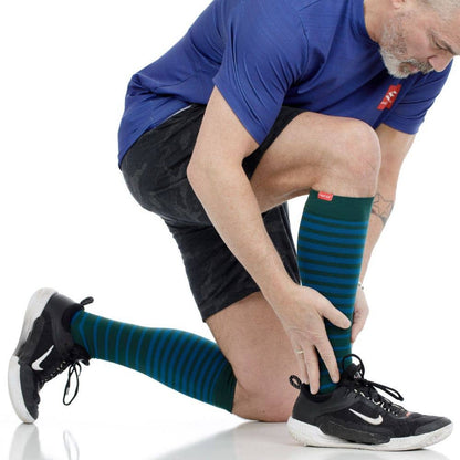 15-20mmHg Nylon Compression Socks Falling Stripe Teal&Green: Teal & Green / Small/Medium